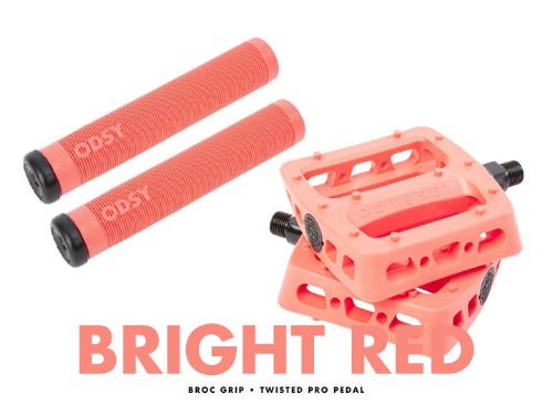 ODYSSEY TWISTED PRO PEDALS + BROC GRIPS -Bright Red- 패키지