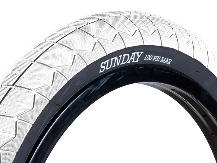 [Restock] SUNDAY CURRENT V2 [DUAL-PLY]BMX TIRE 20 X 2.4&quot; White/Black wall