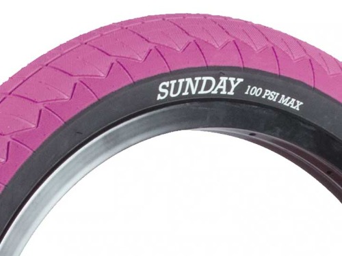 SUNDAY CURRENT V2 BMX TIRE 20 X 2.4&quot; [DUAL-PLY] PINK + Black wall